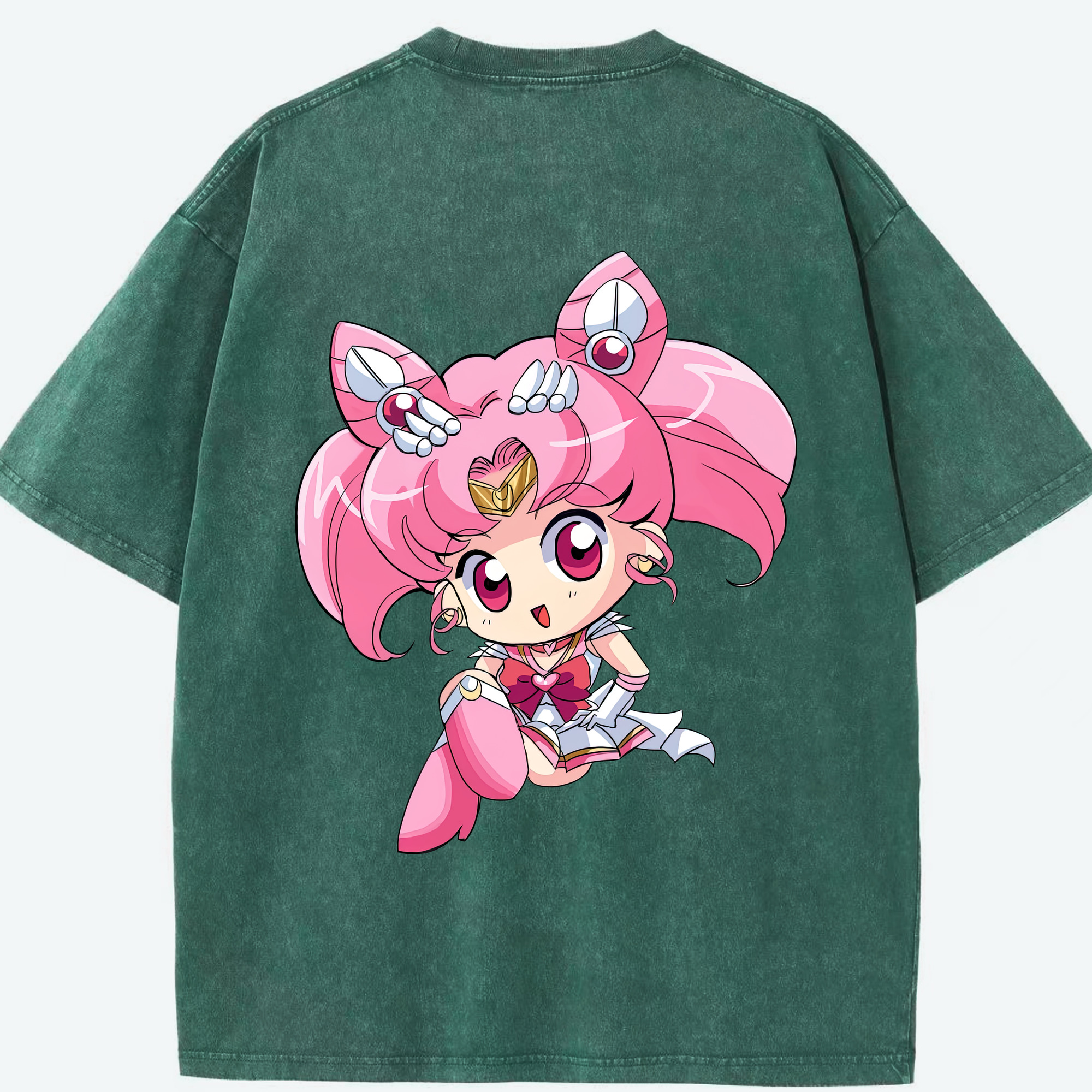 （画像用） 美少女戦士セーラームーン ちびうさ Sailor Moon Chibiusa Tsukino Usagi Small Lady Serenity 綿100% ヴィンテージ風 半袖Tシャツ（背面プリント）